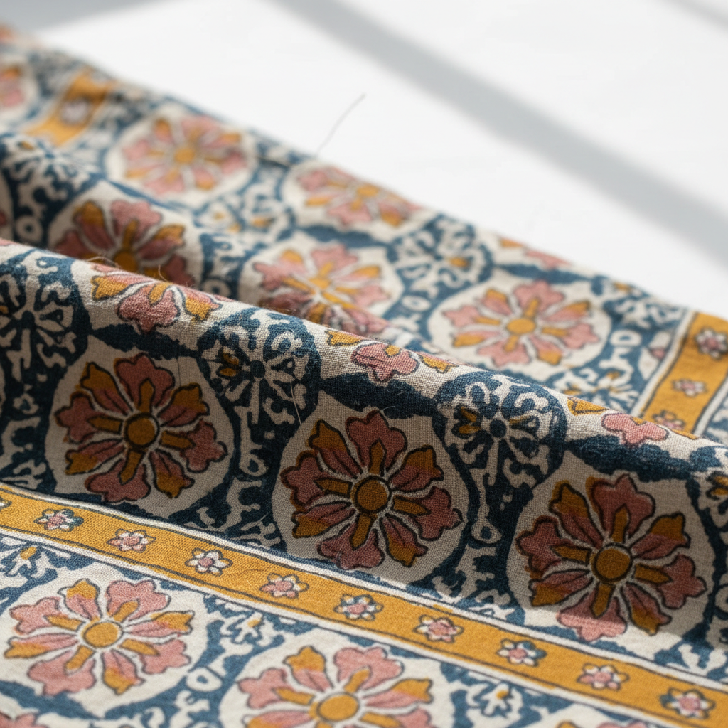 Handcrafted Cotton Bed Sheet - Block Print Detail