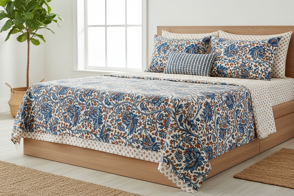 Handcrafted Cotton Bed Sheet Set - Styled Bed