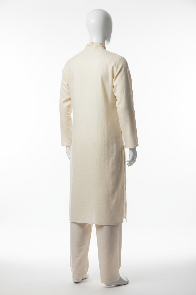 Linen Festive Kurta Pajama - Side View 2